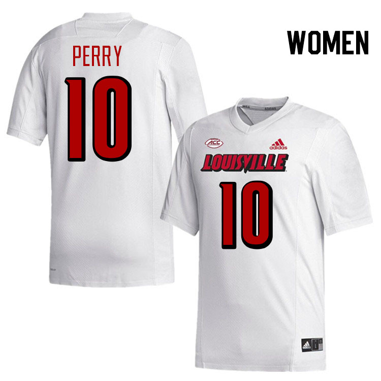 Women #10 Benjamin Perry Louisville Cardinals College Football Jerseys Stitched-White